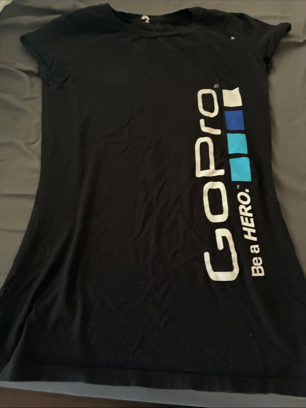 GoPro Black Tee with White Logo and Blue Blocks